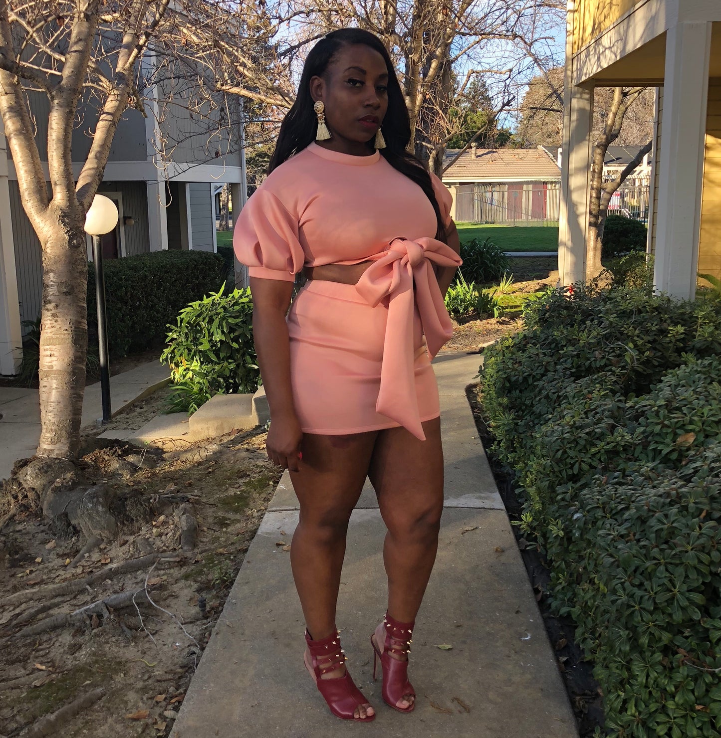 π Bow Down Blush Scuba Skirt Set π