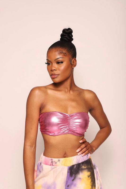π Metallic Bandeau Top Pink π
