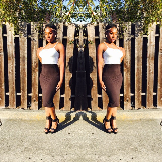 Back Slit Midi Skirt