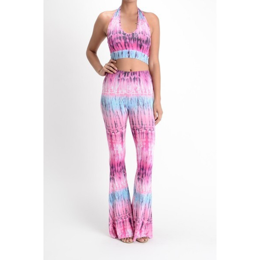 ๐๐ Tie dye Halter BellBottom Pants Set ๐๐