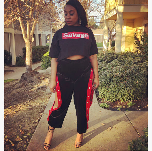 π» Savage Oversized Cut Off Crop Top T-Shirt π»