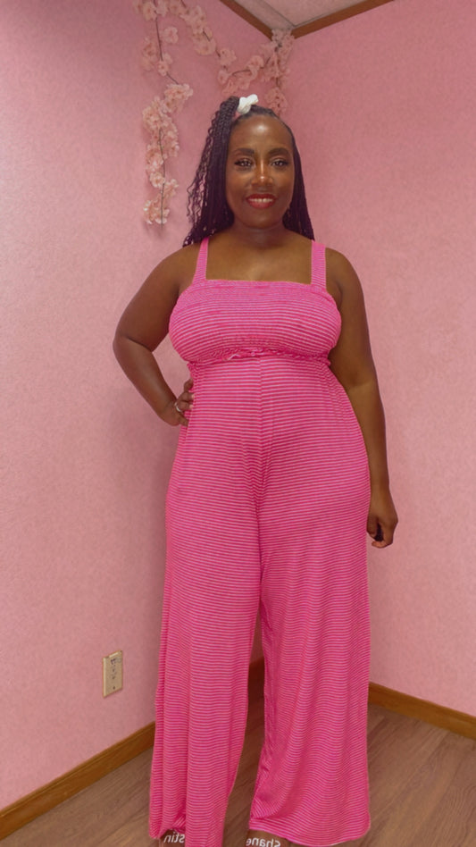 Kimmie Jumpsuit Plus Size Hot Pink