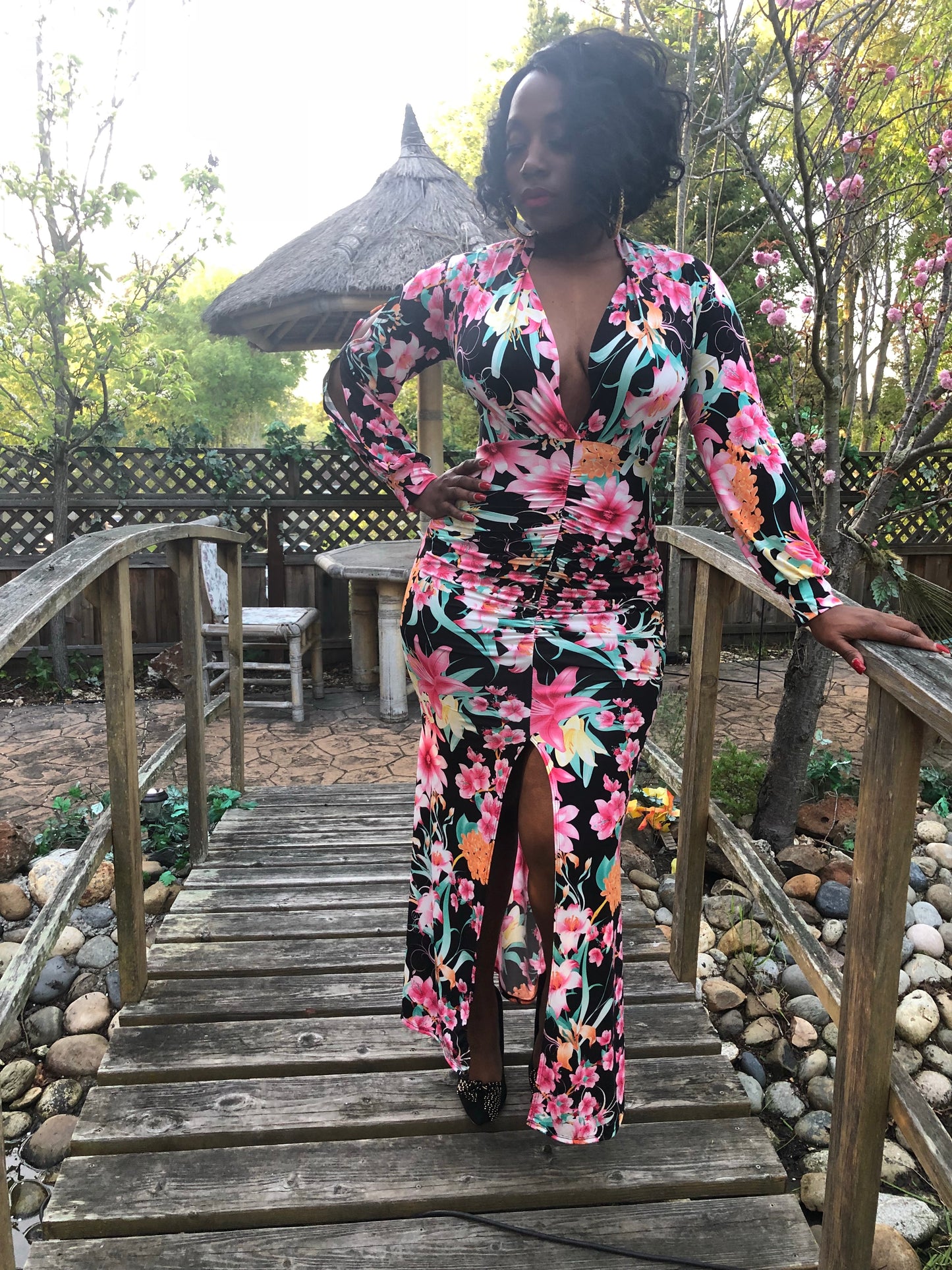 💐Floral Plunging Maxi Dress💐